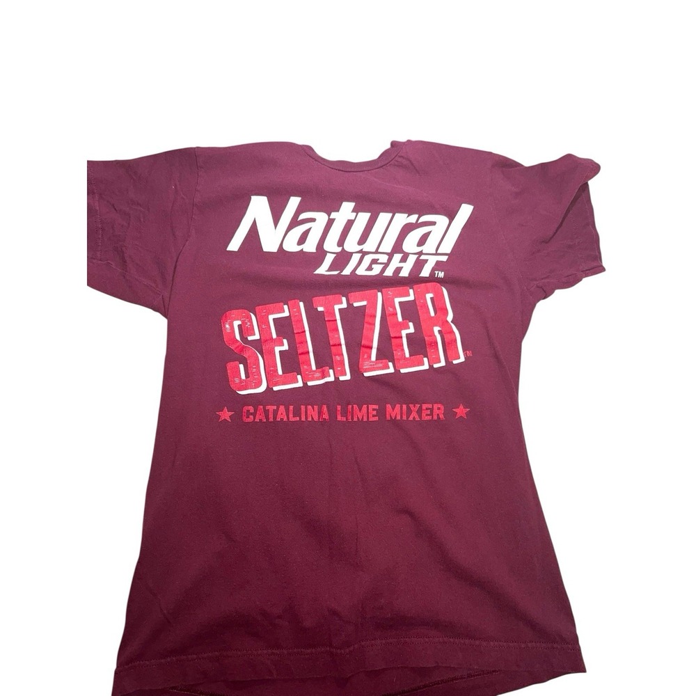Brew City Natural Light Seltzer Beer T-shirt  Size Small‎ Maroon